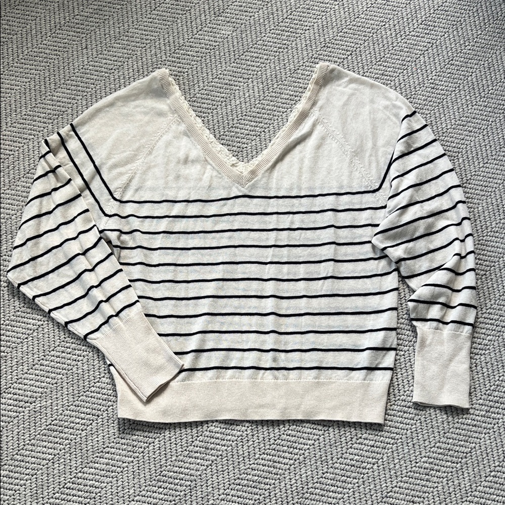 Zara Cream Lace-Trim Knit Tank